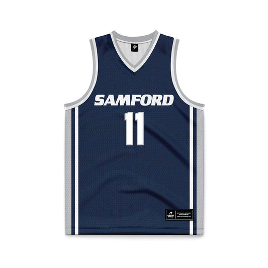 Samford - NCAA Men's Basketball : Cooper Davenport - Navy Basketball Jersey-0