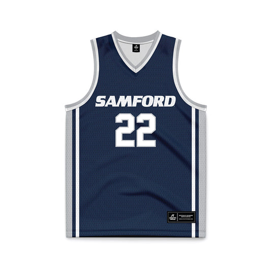 Samford - NCAA Men's Basketball : Thomas Kizer - Navy Basketball Jersey