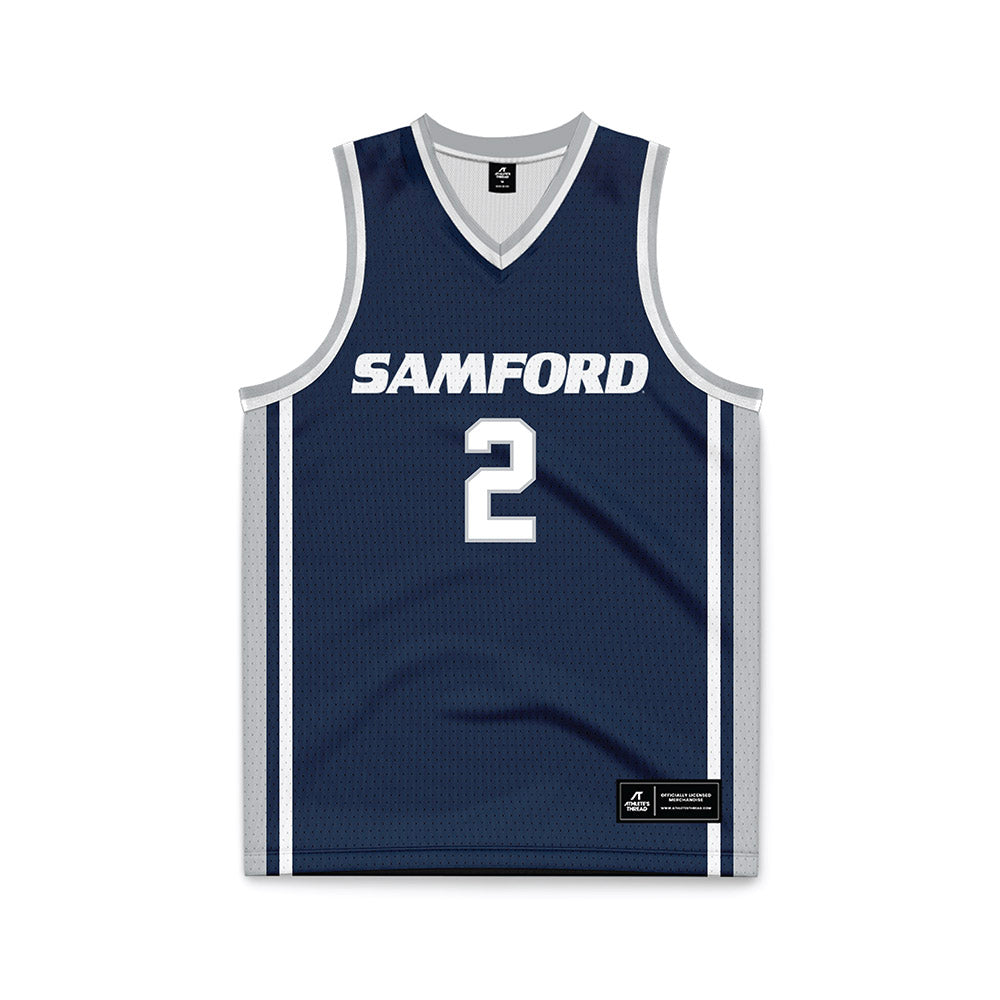 Samford - NCAA Men's Basketball : Lukas Walls - Navy Basketball Jersey