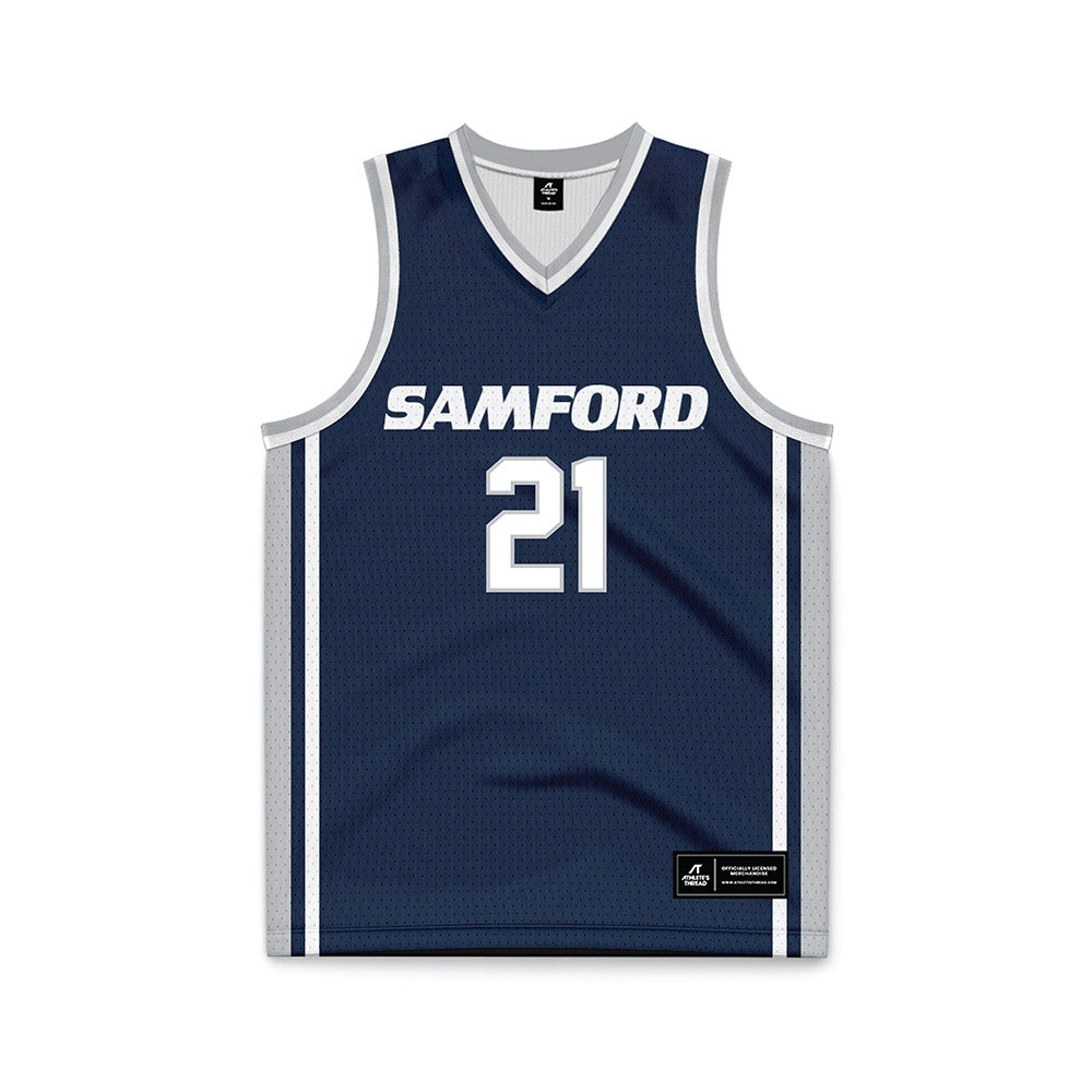 Samford - NCAA Men's Basketball : Rylan Jones - Navy Basketball Jersey