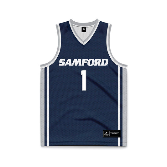 Samford - NCAA Men's Basketball : DaJion Humphrey - Navy Basketball Jersey-0