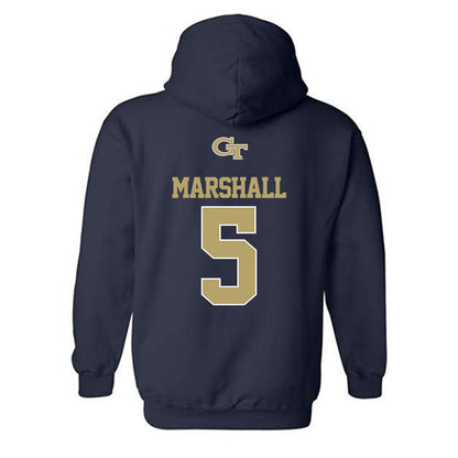 Georgia Tech - NCAA Men's Basketball : Peyton Marshall - Classic Shersey Hooded Sweatshirt-1