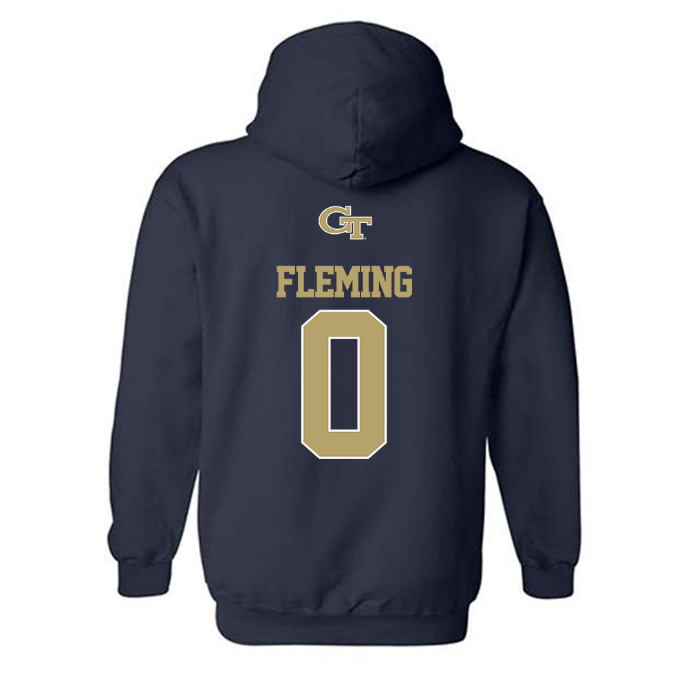 Georgia Tech - NCAA Men's Basketball : Akai Fleming - Classic Shersey Hooded Sweatshirt-1