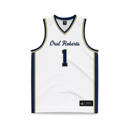 Oral Roberts - NCAA Women's Basketball : Zai Funches - White Basketball Jersey-0