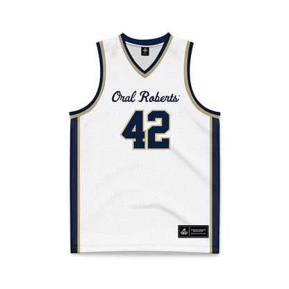 Oral Roberts - NCAA Women's Basketball : Mary Carden - White Basketball Jersey-0