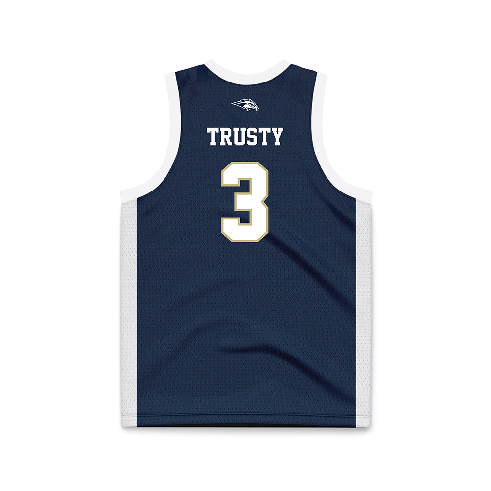 Oral Roberts - NCAA Women's Basketball : Anna Trusty - Navy Basketball Jersey-1