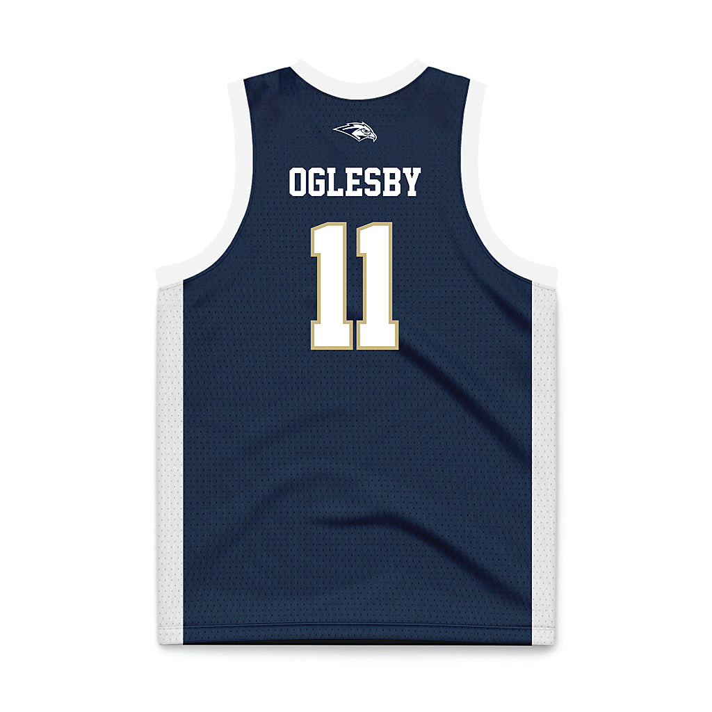 Oral Roberts - NCAA Women's Basketball : Jalei Oglesby - Navy Basketball Jersey-1