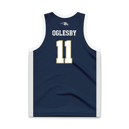 Oral Roberts - NCAA Women's Basketball : Jalei Oglesby - Navy Basketball Jersey-1