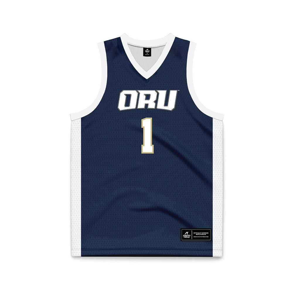 Oral Roberts - NCAA Women's Basketball : Zai Funches - Navy Basketball Jersey-0