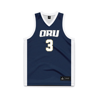 Oral Roberts - NCAA Women's Basketball : Anna Trusty - Navy Basketball Jersey-0