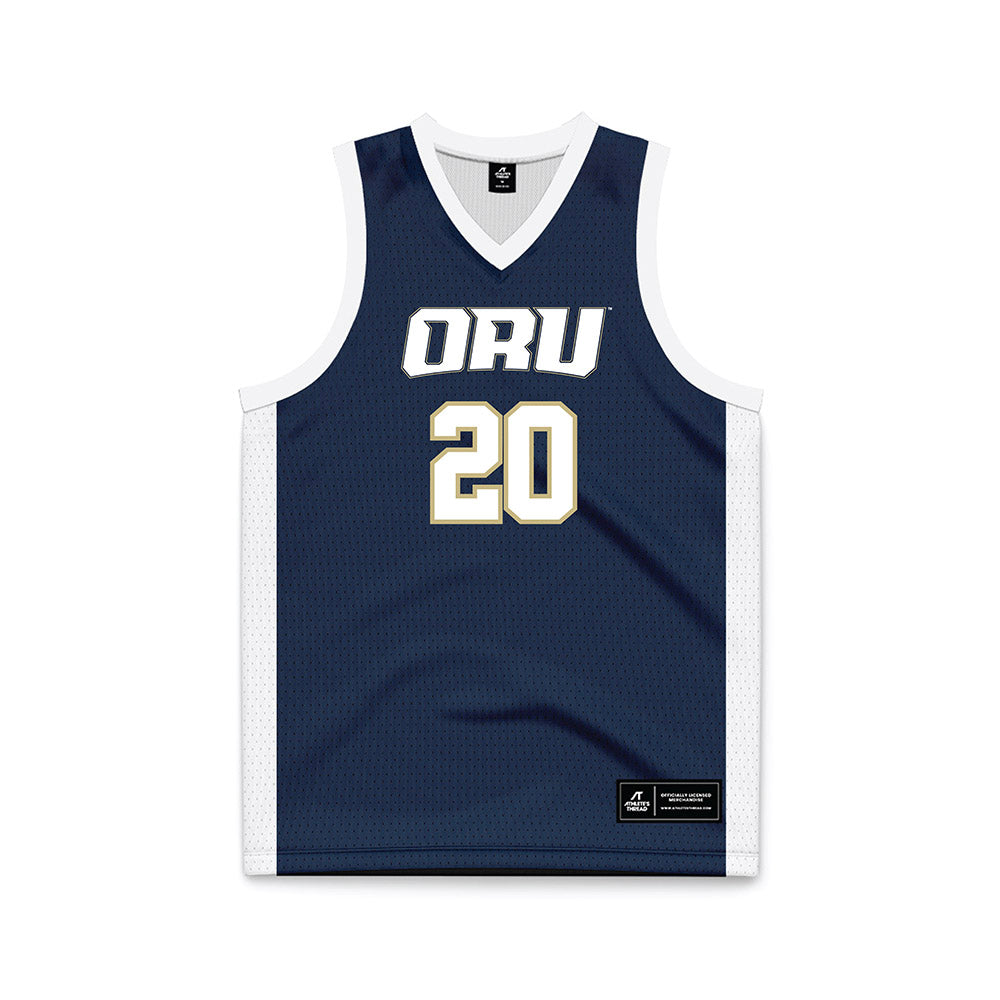 Oral Roberts - NCAA Women's Basketball : Bella Edwards - Navy Basketball Jersey-0