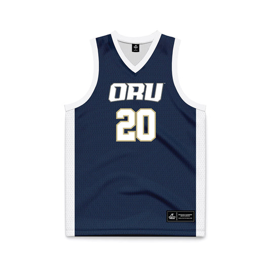 Oral Roberts - NCAA Women's Basketball : Bella Edwards - Navy Basketball Jersey-0