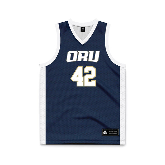 Oral Roberts - NCAA Women's Basketball : Mary Carden - Navy Basketball Jersey-0