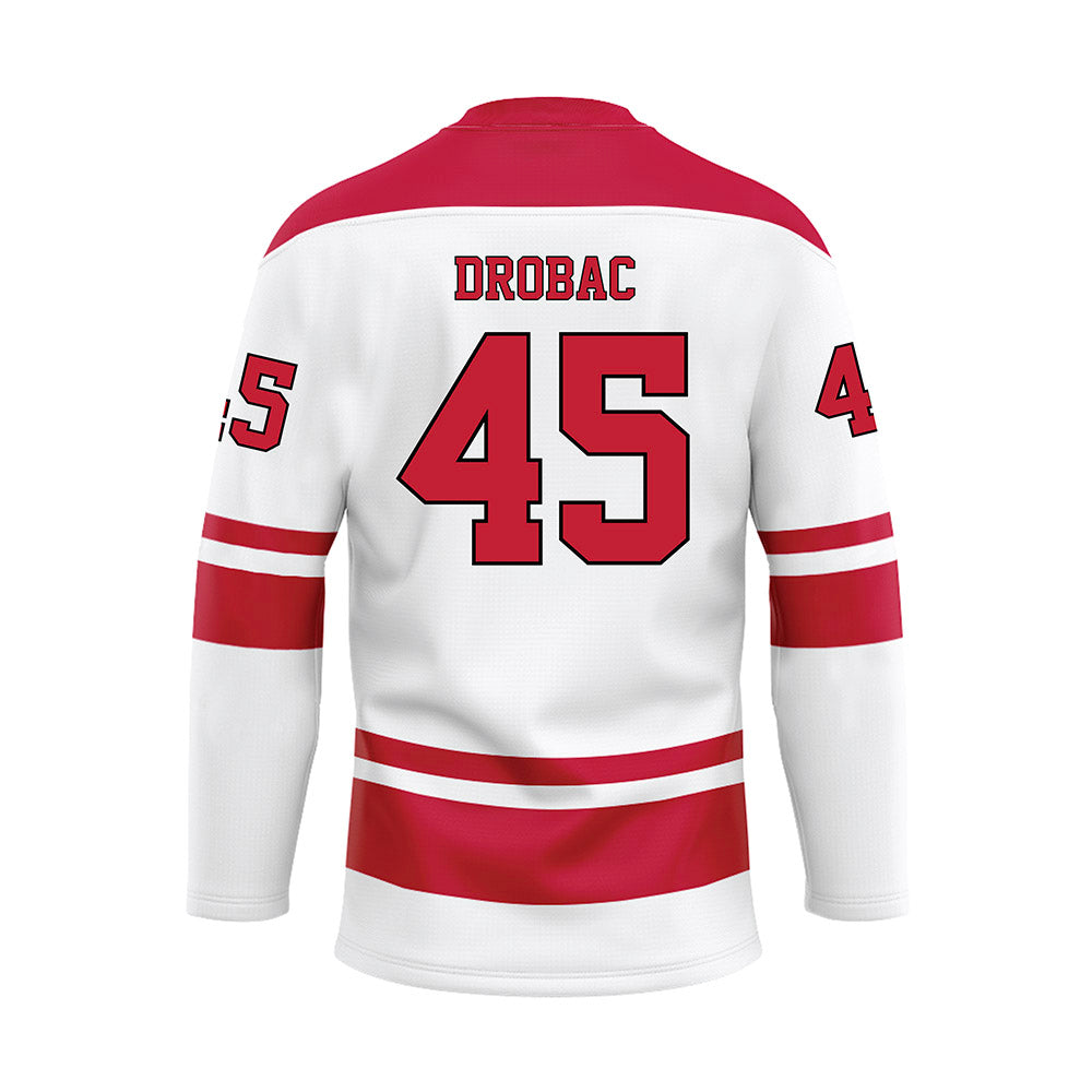 Miami of Ohio - NCAA Men's Ice Hockey : Matteo Drobac - White Hockey Jersey-1