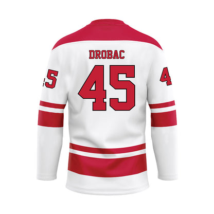 Miami of Ohio - NCAA Men's Ice Hockey : Matteo Drobac - White Hockey Jersey-1