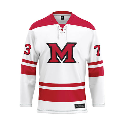 Miami of Ohio - NCAA Men's Ice Hockey : Michael Phelan - White Hockey Jersey-0
