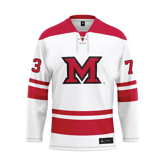 Miami of Ohio - NCAA Men's Ice Hockey : Michael Phelan - White Hockey Jersey-0
