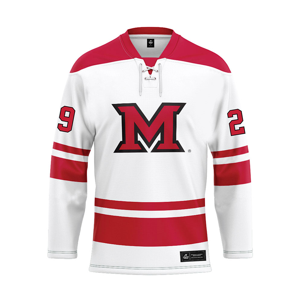 Miami of Ohio - NCAA Men's Ice Hockey : Shika Gadzhiev - White Hockey Jersey-0