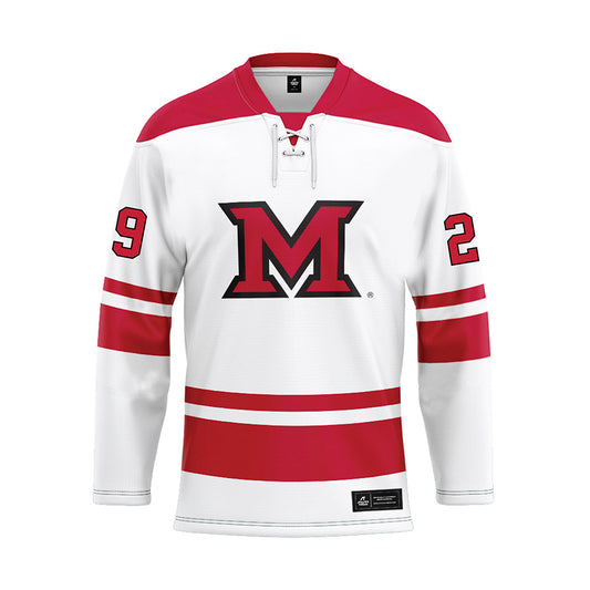 Miami of Ohio - NCAA Men's Ice Hockey : Shika Gadzhiev - White Hockey Jersey-0
