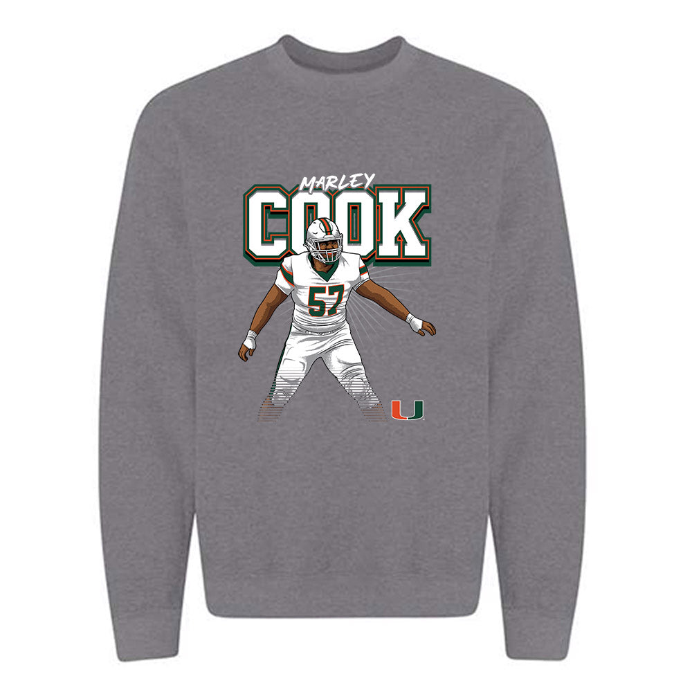 Miami - NCAA Football : Marley Cook - Individual Caricature Crewneck Sweatshirt