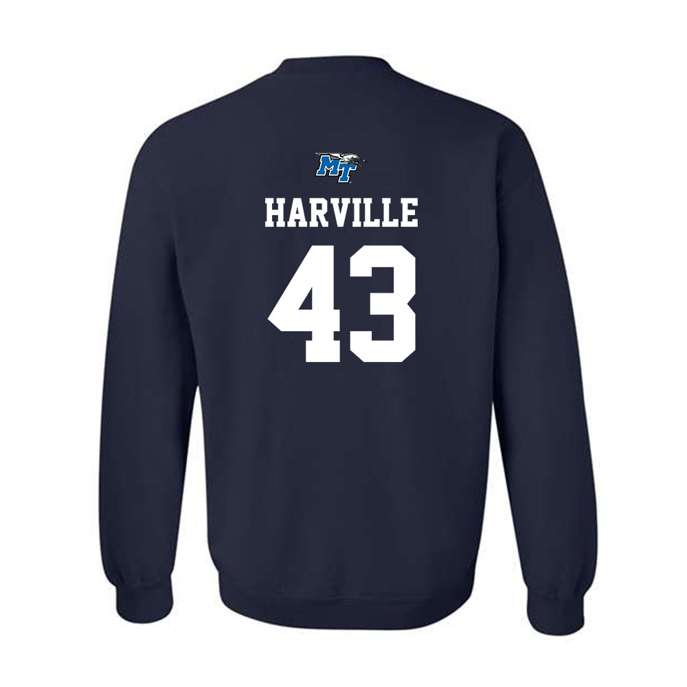MTSU - NCAA Baseball : Ryder Harville - Sports Shersey Crewneck Sweatshirt-1
