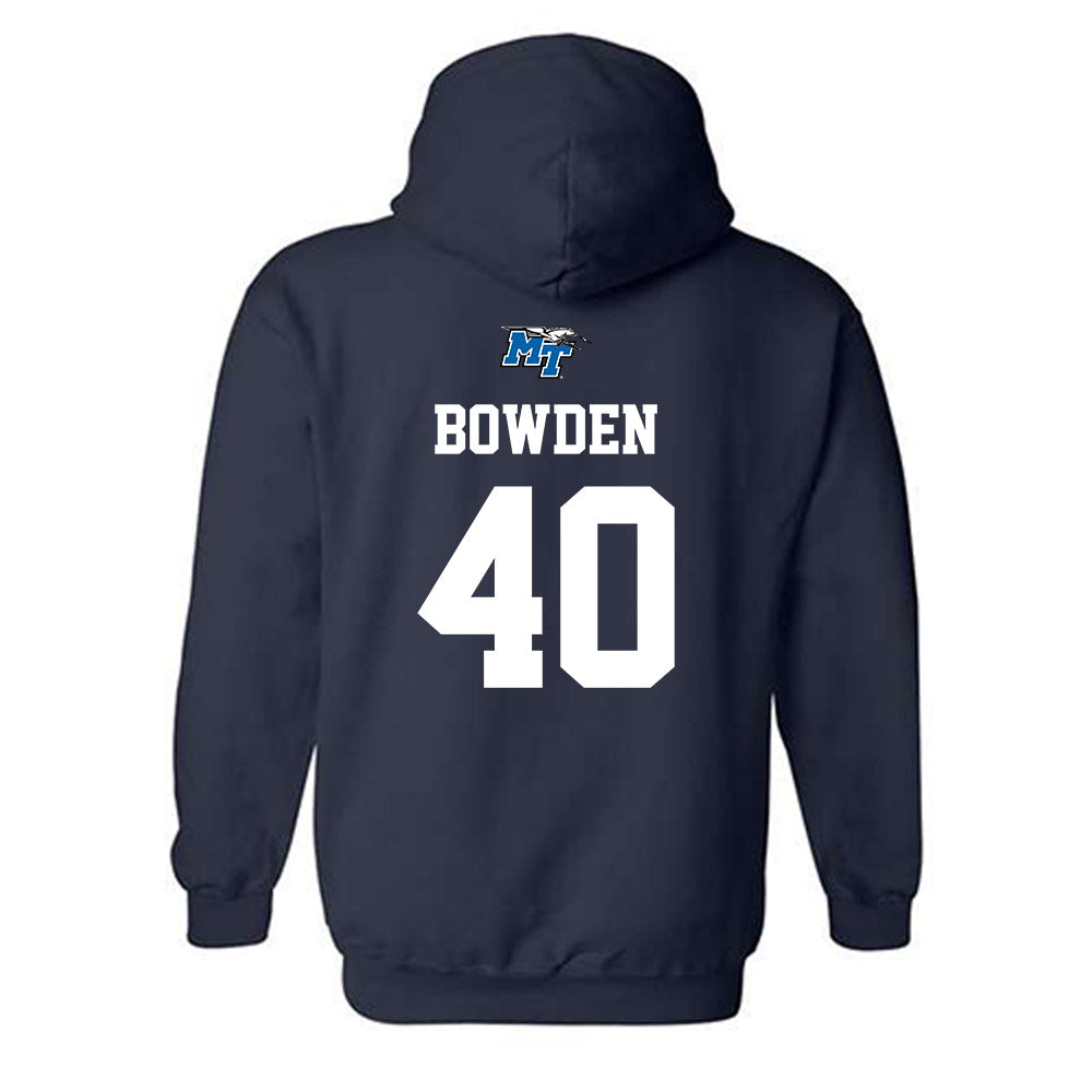 MTSU - NCAA Baseball : Konner Bowden - Sports Shersey Hooded Sweatshirt