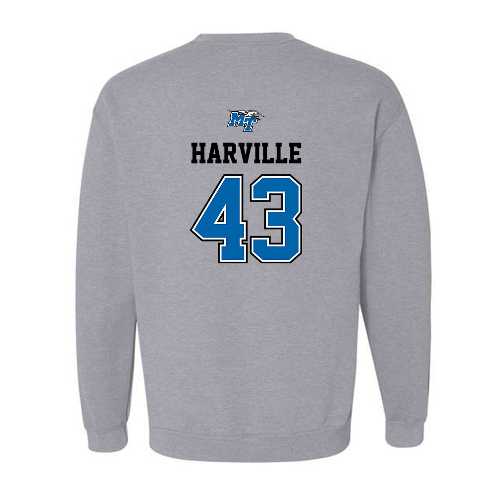 MTSU - NCAA Baseball : Ryder Harville - Sports Shersey Crewneck Sweatshirt-1