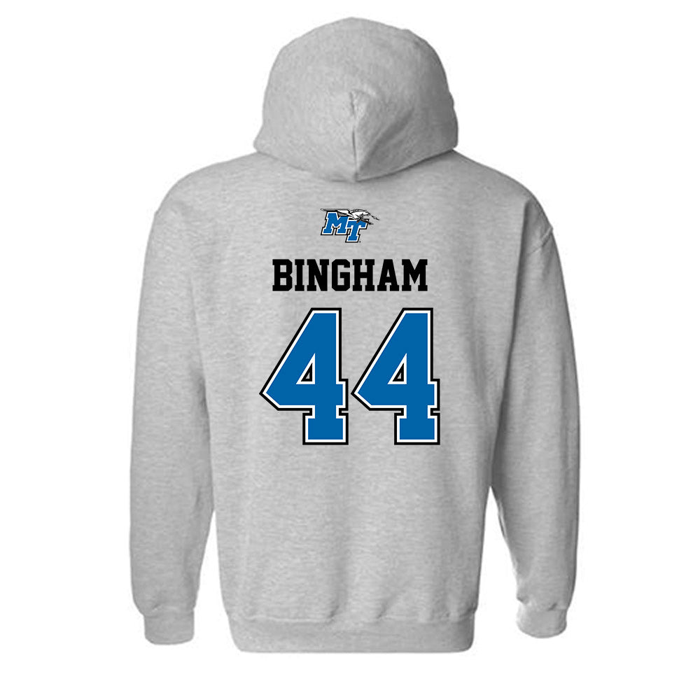 MTSU - NCAA Baseball : Logan Bingham - Sports Shersey Hooded Sweatshirt