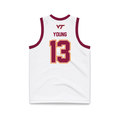 Virginia Tech - NCAA Men's Basketball : Jaydon Young - White Basketball Jersey