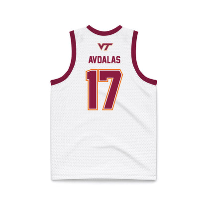 Virginia Tech - NCAA Men's Basketball : Neoklis Avdalas - White Basketball Jersey-1