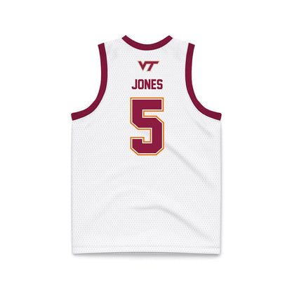 Virginia Tech - NCAA Men's Basketball : SinCere Jones - White Basketball Jersey-1