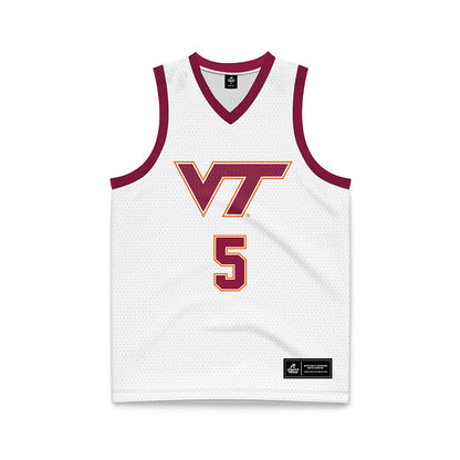 Virginia Tech - NCAA Men's Basketball : SinCere Jones - White Basketball Jersey-0