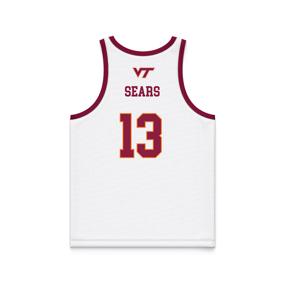 Virginia Tech - NCAA Women's Basketball : Kate Sears - White Basketball Jersey-1