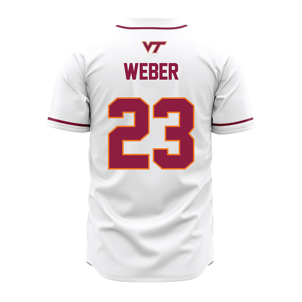 Virginia Tech - NCAA Baseball : Ben Weber - White Jersey-1