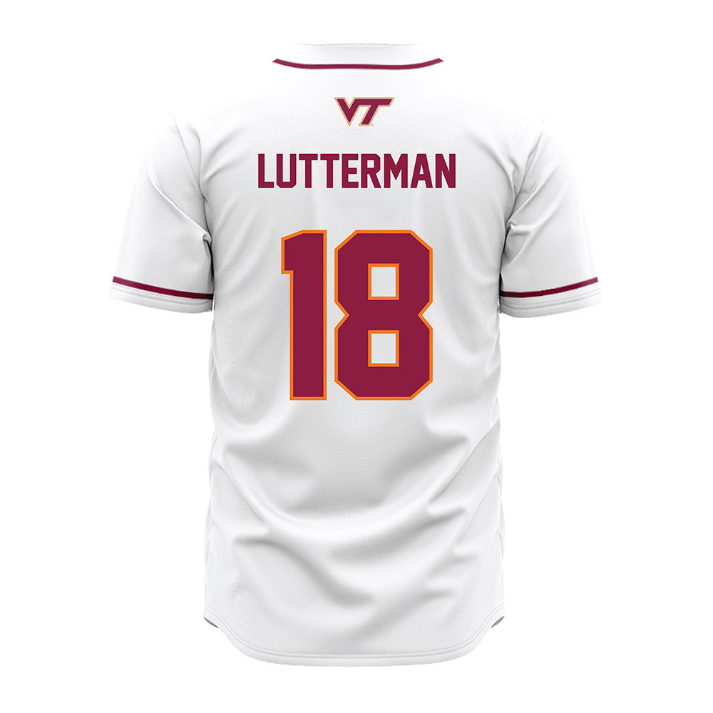 Virginia Tech - NCAA Baseball : Hudson Lutterman - White Jersey-1