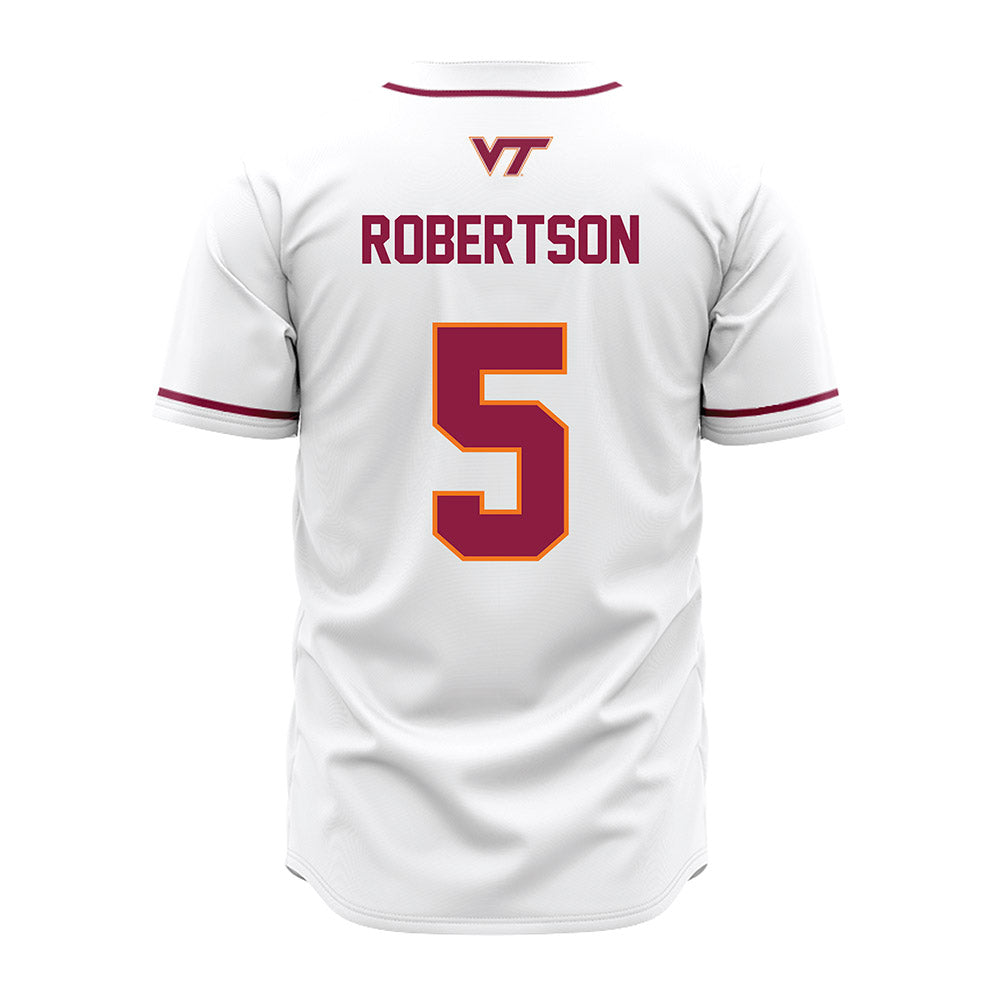 Virginia Tech - NCAA Baseball : Aiden Robertson - White Jersey-1