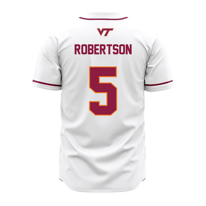 Virginia Tech - NCAA Baseball : Aiden Robertson - White Jersey-1