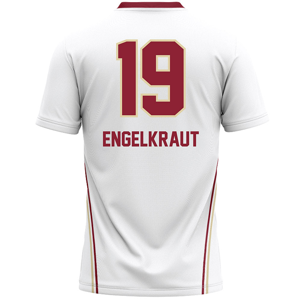 Elon - NCAA Women's Lacrosse : Maddie Engelkraut - White Lacrosse Jersey -1