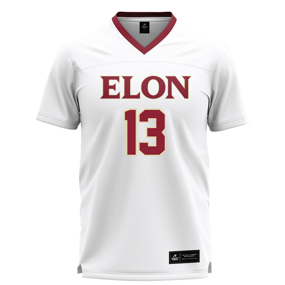 Elon - NCAA Women's Lacrosse : Mj Santa Barbara - White Lacrosse Jersey -0