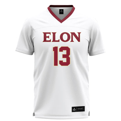 Elon - NCAA Women's Lacrosse : Mj Santa Barbara - White Lacrosse Jersey -0