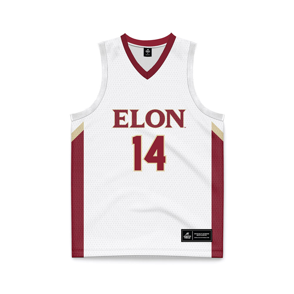 Elon - NCAA Men's Basketball : Brayden Crump - White Basketball Jersey-0