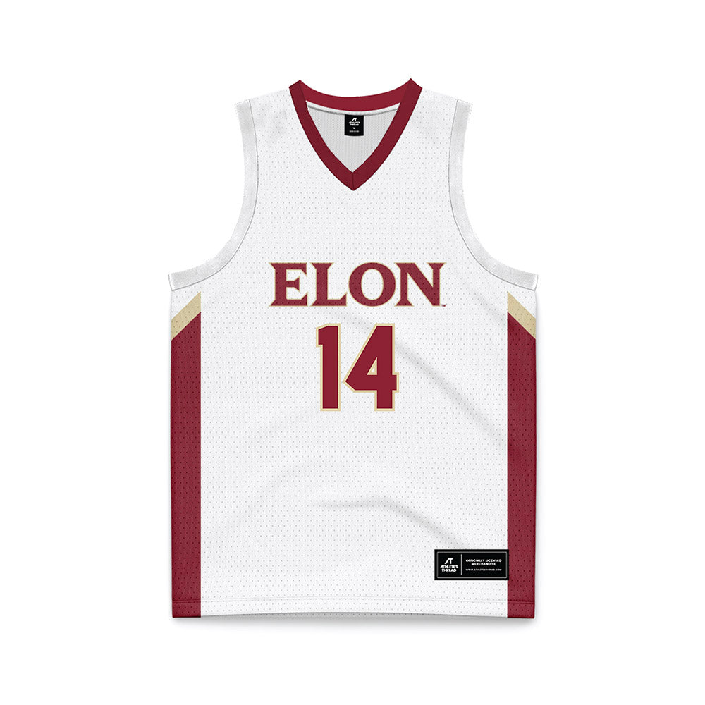 Elon - NCAA Men's Basketball : Alex Brabec - White Basketball Jersey-0