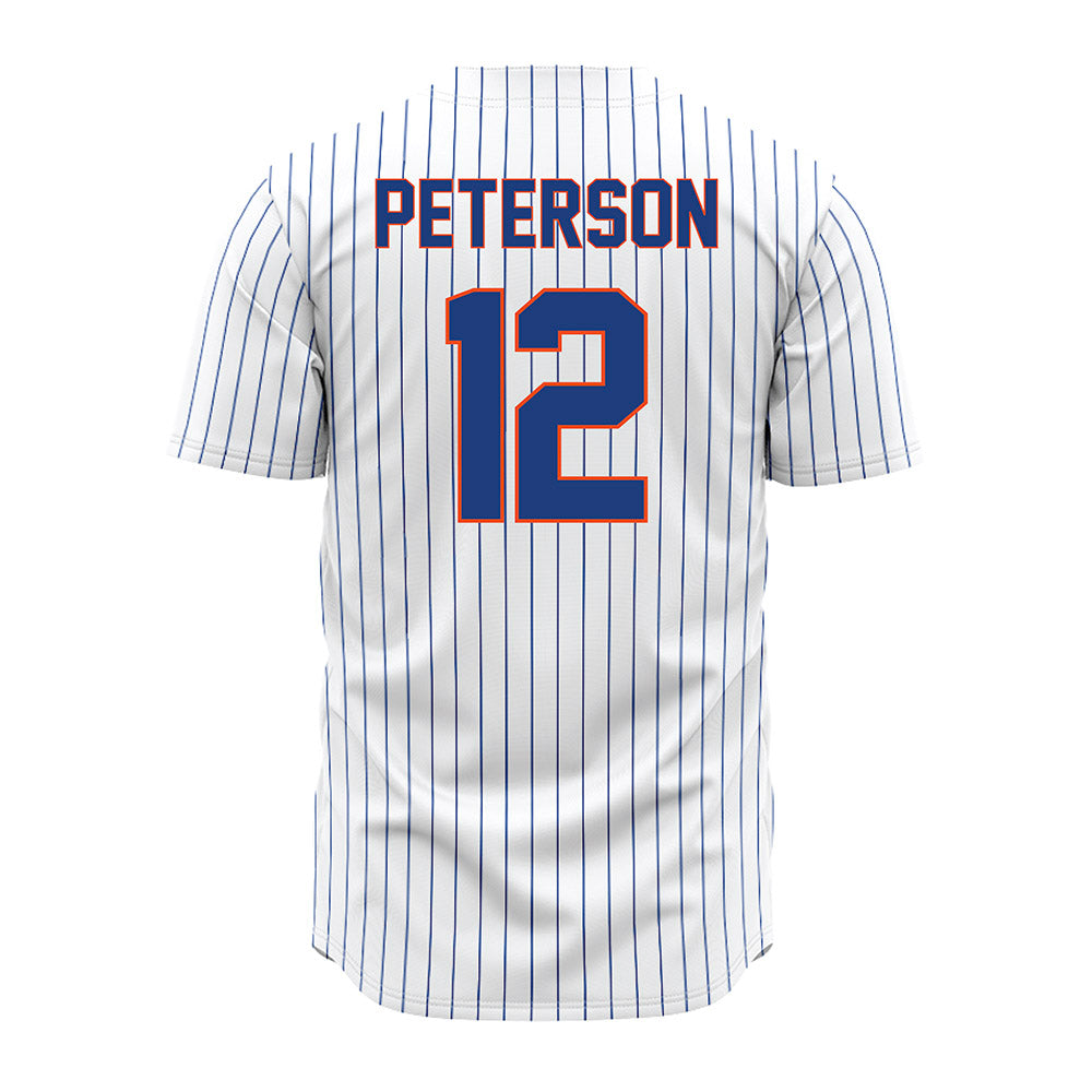 Florida - NCAA Baseball : Liam Peterson - White Pinstripe Jersey