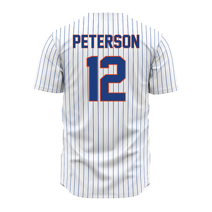 Florida - NCAA Baseball : Liam Peterson - White Pinstripe Jersey