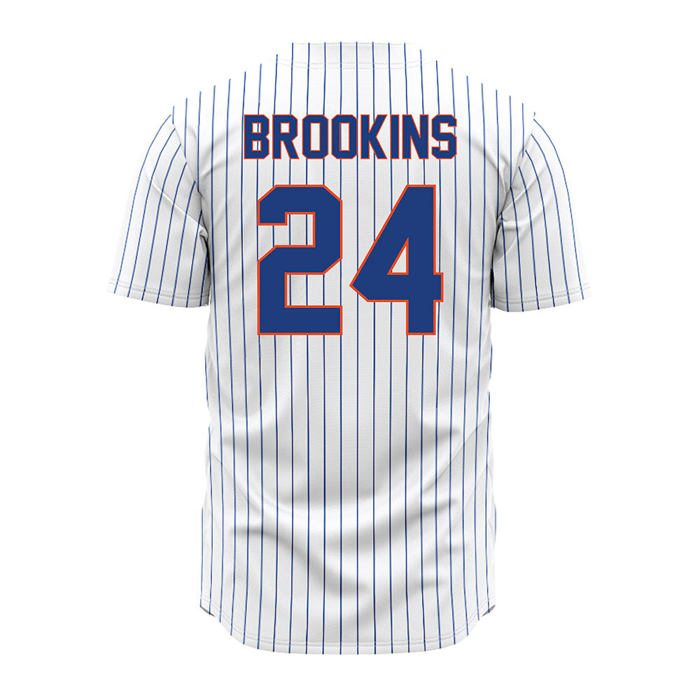 Florida - NCAA Baseball : Blake Brookins - White Pinstripe Jersey