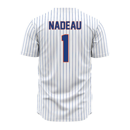 Florida - NCAA Baseball : Justin Nadeau - White Pinstripe Jersey