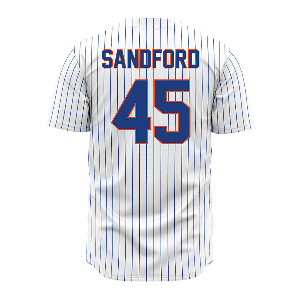 Florida - NCAA Baseball : Schuyler Sandford - White Pinstripe Jersey