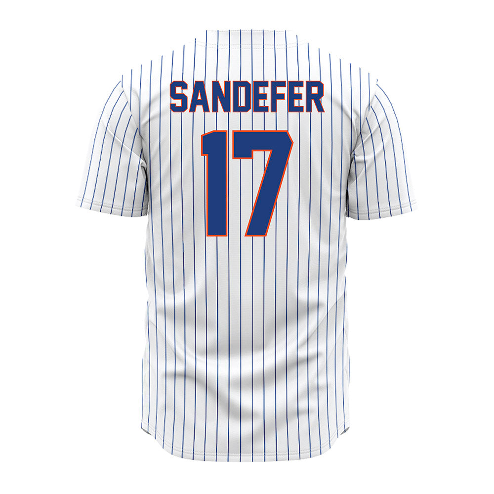 Florida - NCAA Baseball : Russell Sandefer - White Pinstripe Jersey-1