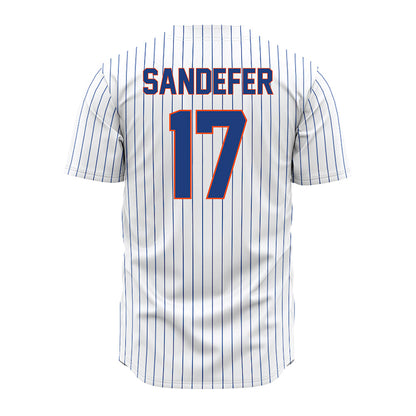 Florida - NCAA Baseball : Russell Sandefer - White Pinstripe Jersey-1