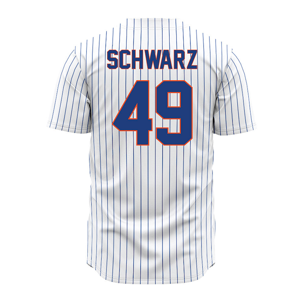 Florida - NCAA Baseball : Colton Schwarz - White Pinstripe Jersey-1